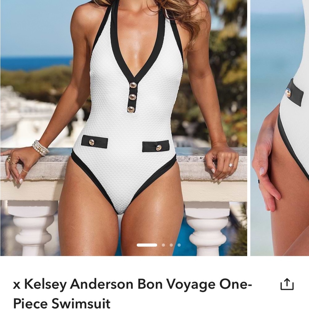Cupshe White and Black One-Piece Swimsuit